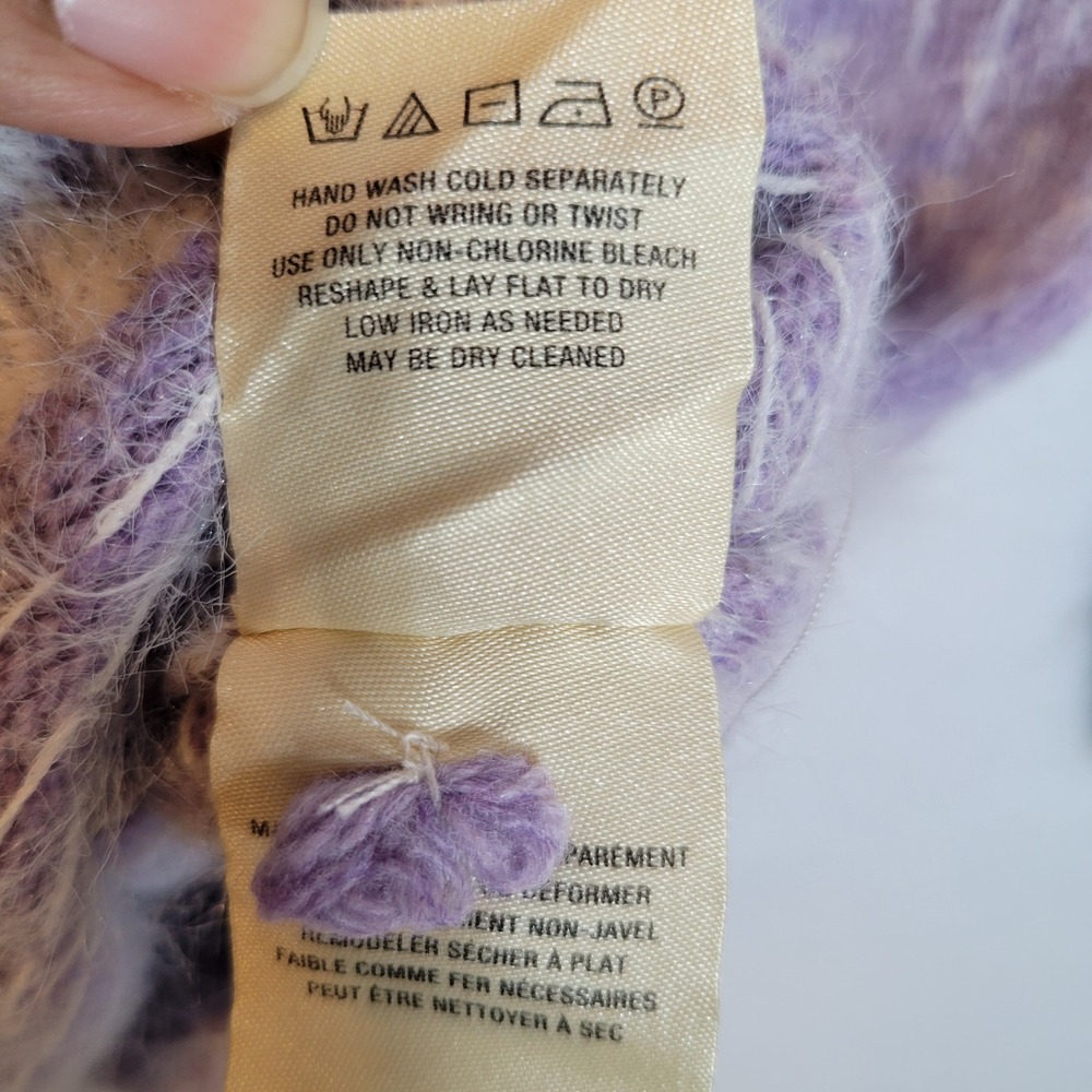 Sleeping on Snow Womens Fair Isle Knit Wool Eyelash Sweater Size Small Purple - Picture 5 of 11